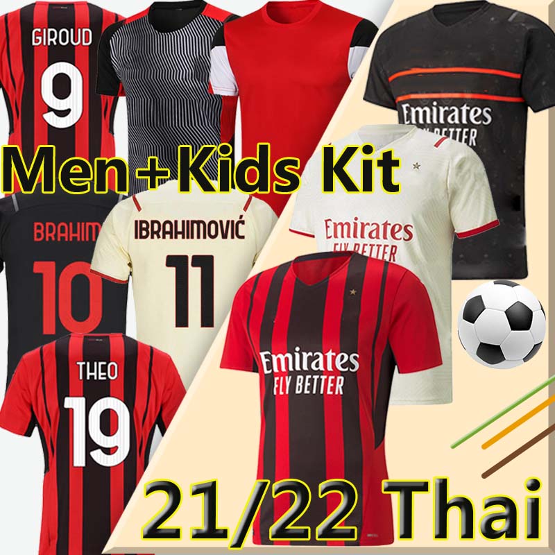 

21/22 IBRAHIMOVIC Soccer Jerseys GIROUD M.MAIGNAN TONALI THEO ÇALHANOGLU REBIC KESSIE ROMAGNOLI TONALI 2021 2022 Men kid Kits football shirts uniforms, 21-22 third