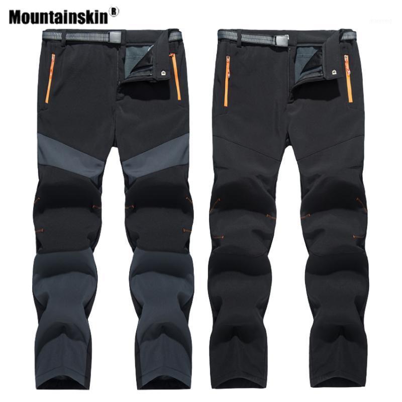 

Mountainskin Winter Men Softshell Hiking Thick Water Repellent Pants Outdoor Camping Windproof Thermal Trousers VA8111, Black gray