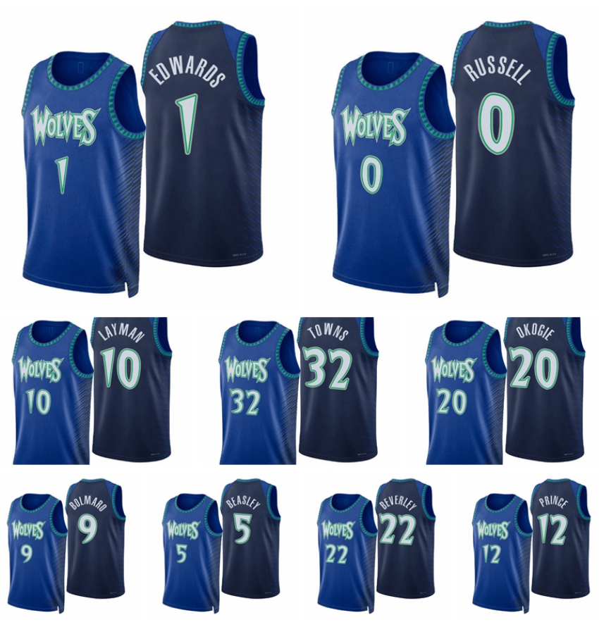 

2022 Minnesota''Timberwolves''Men Karl-Anthony Patrick Beverley Josh Okogie Taurean Prince Leandro Bolmaro Jake Layman A, Black