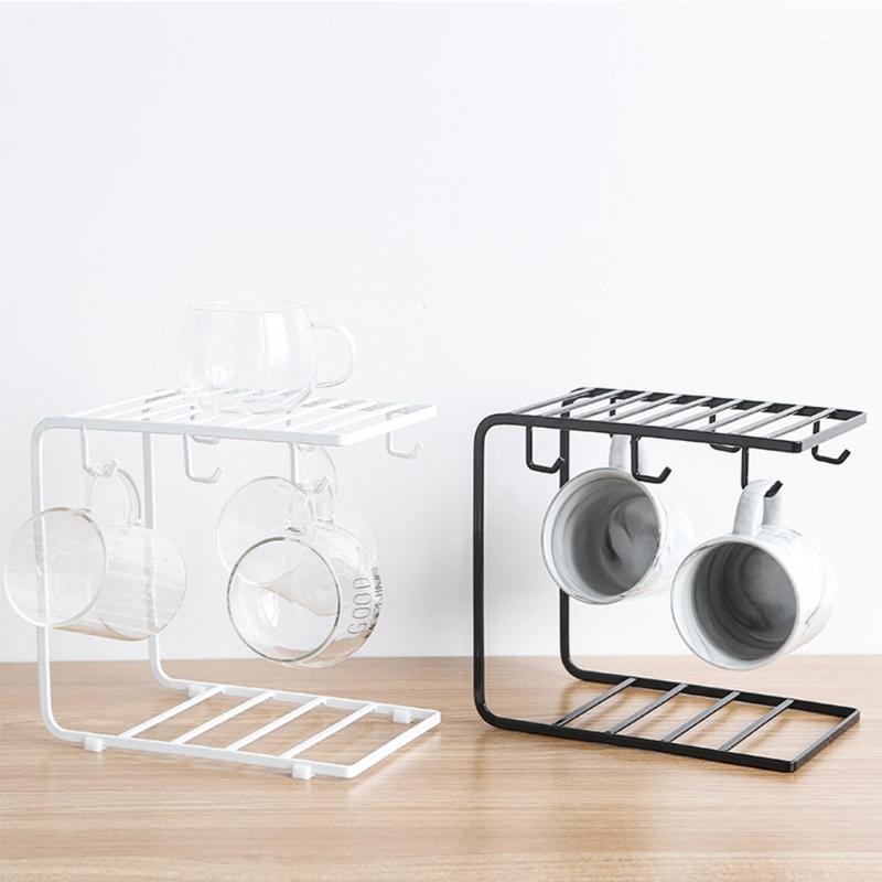 

Iron Cup Holder with 6 U-shaped Hooks Mug Holder Glass Cup Rack Coffee Anti-Rust Coated Steel Display Stand Kitchen Storage1