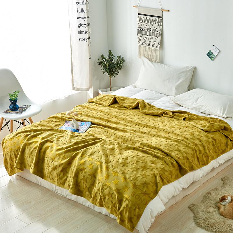 

Five-pointed Star Jacquard Cotton Blanket Soft Breathable Four Season Cover Blanket Multipurpose Towel Quilt