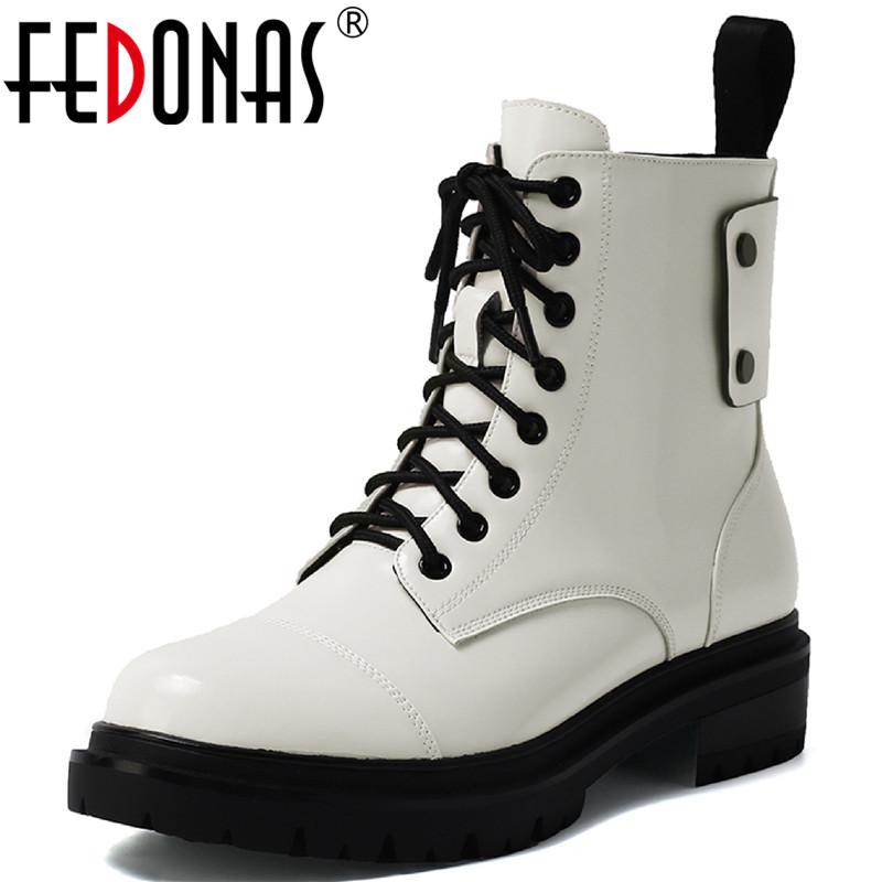 

FEDONAS Platform Motorcycle Boots For Women Genuine Leather Chunky Heels Shoes Woman Heels 220 Fall Party Working Ankle Boots, Blackr