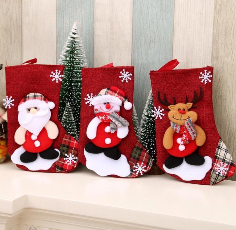 

Party Decoration Creative Medium Line Christmas Stocking Kids Xmas Gift Candy Bag Socks Tree Pendant Decorations