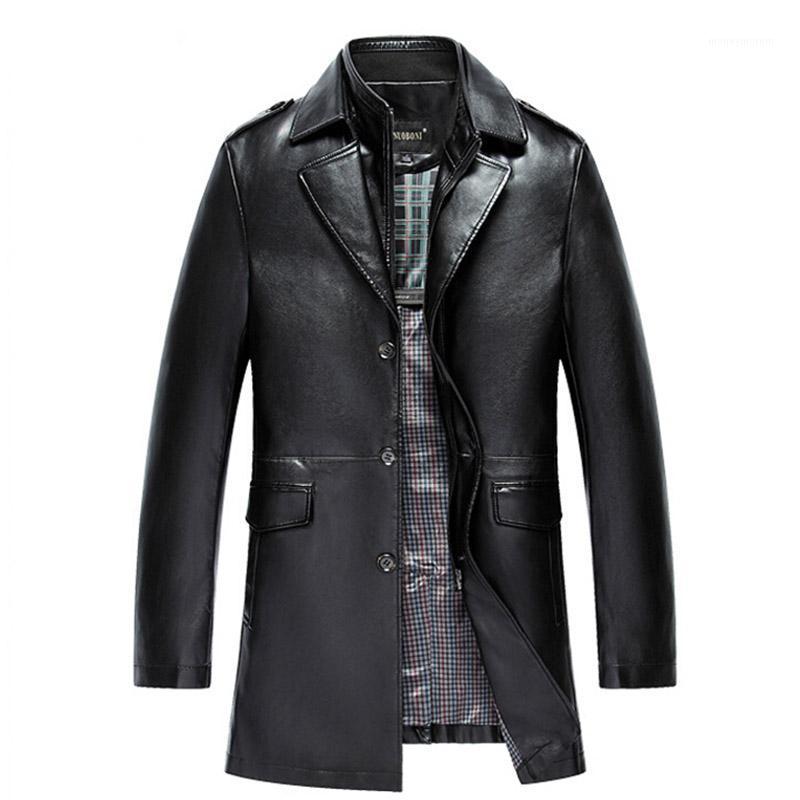 

New Arrival Men's Genuine Leather Jacket Men Coat Brand Men Leather Bomber Jacket Blazers Veste Cuir Homme Long Coat1, Black