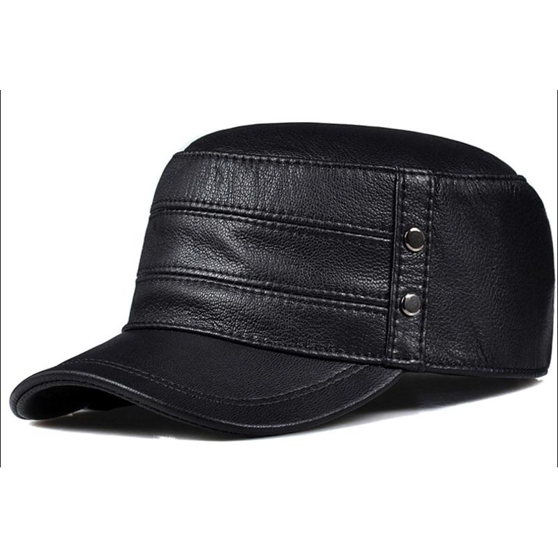 

Women's Men's Real Leather Newsboy Caps Fashion Brands Cap Autumn Winter Hats Snapback Hat Student Sheep Leather Cap, Black