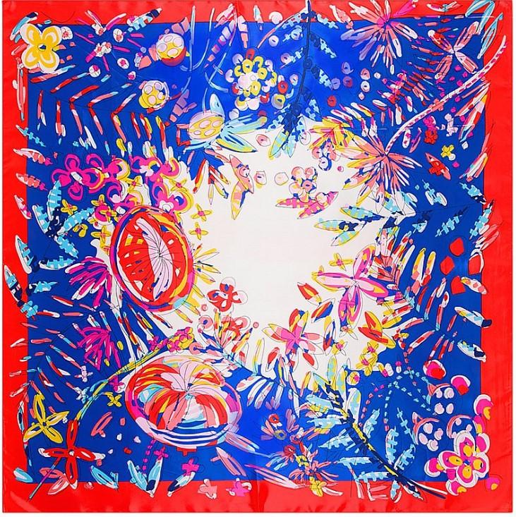 

Scarves 90x90cm Fashion Square Scarf Tropical Flower Silk For Women Hijab Shawl Foulard Plaid Wraps