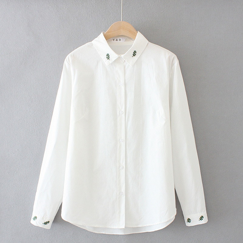 

Female Size Plus Cotton Complete White Blouse Embroidered Single Ol Top to Line X4c0