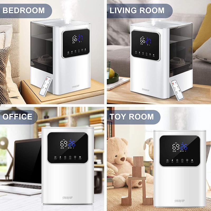 

pasapair Air Humidifier Top Filling 6L Ultrasonic Air Humidifier Warm Cold Mist Essential Oil Bowl For Large Bedrooms