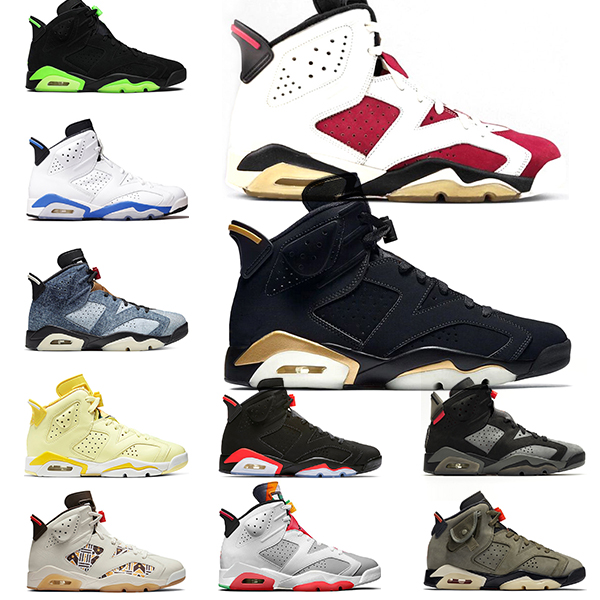 

Jumpman Basketball Shoes 6 6s Mens Trainers DMP Carmine Black Infrared Hare Washed Denim UNC Sports Sneakers Size 7-13, 2 fire red 2020