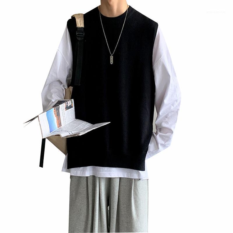 

Men's O-Neck Wool Vest Sweaters Sleeveless Comfortable Autumn Spring Solid Spacious Clothes Knitted Hombre Coats Drop Shipping1, Black