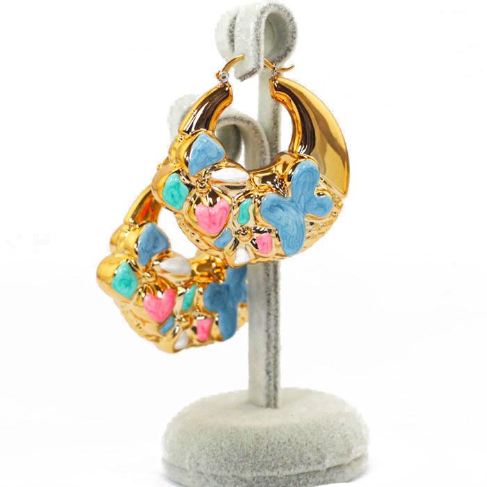 

Luxury Big Hoop Earrings Colorful Wedding Gold Copper Glaze Fashion Enamel Earrings Bridesmaid Jewelry Gift EA035