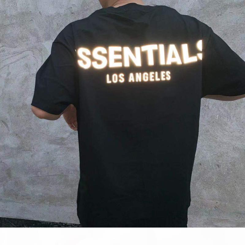 

19FW FOG fear of God Essentials 3M Reflective Tee Los Angeles Short Sleeves Men Women Summer Casual Street Skateboard T-shirt T08, F11-apricot
