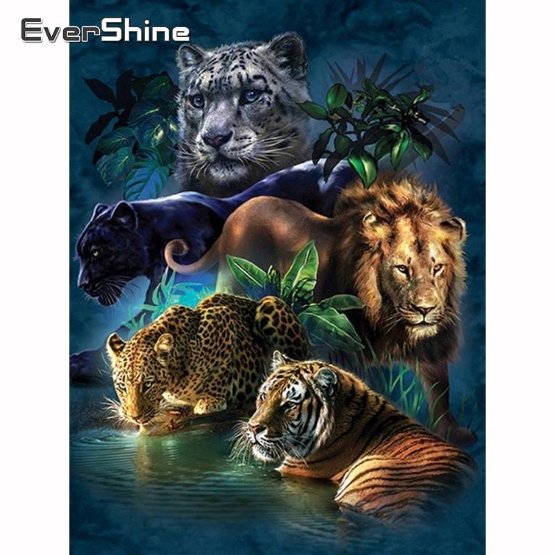 

Evershine 5D Diamond Embroidery Tiger Diamond Mosaic Animal Full Square Round Drill Painting Crystal Cross Stitch Kit