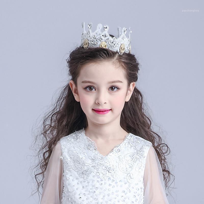 

2020 Fashion Girls Tiara Children' s Outstanding Flower Headdress Crown Girls Hair Accessories to Match Dress AKA1620011, White