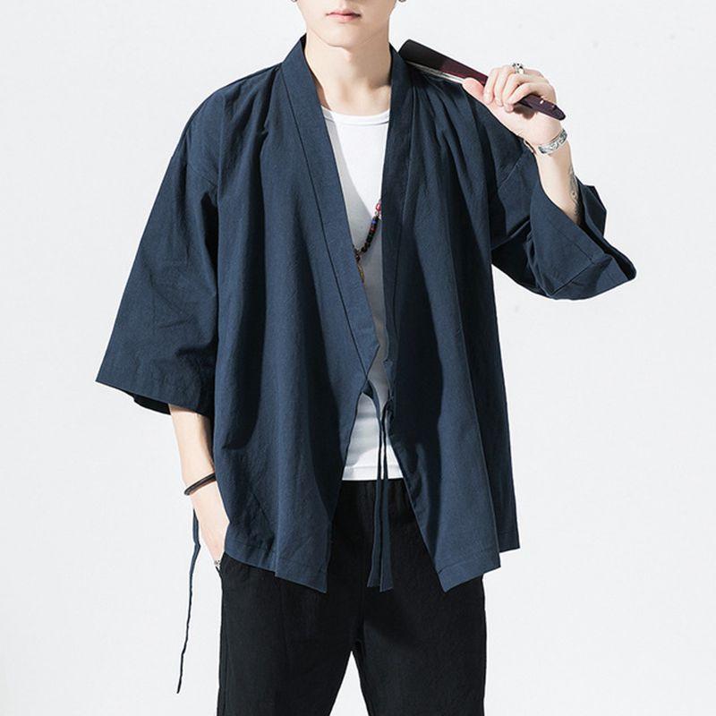 

Sinicism Store Men Chinese Style Oversize Vintage Jackets 2020 Mens Open Stitch Kimono Jacket Clothes Male Autumn Black Coat