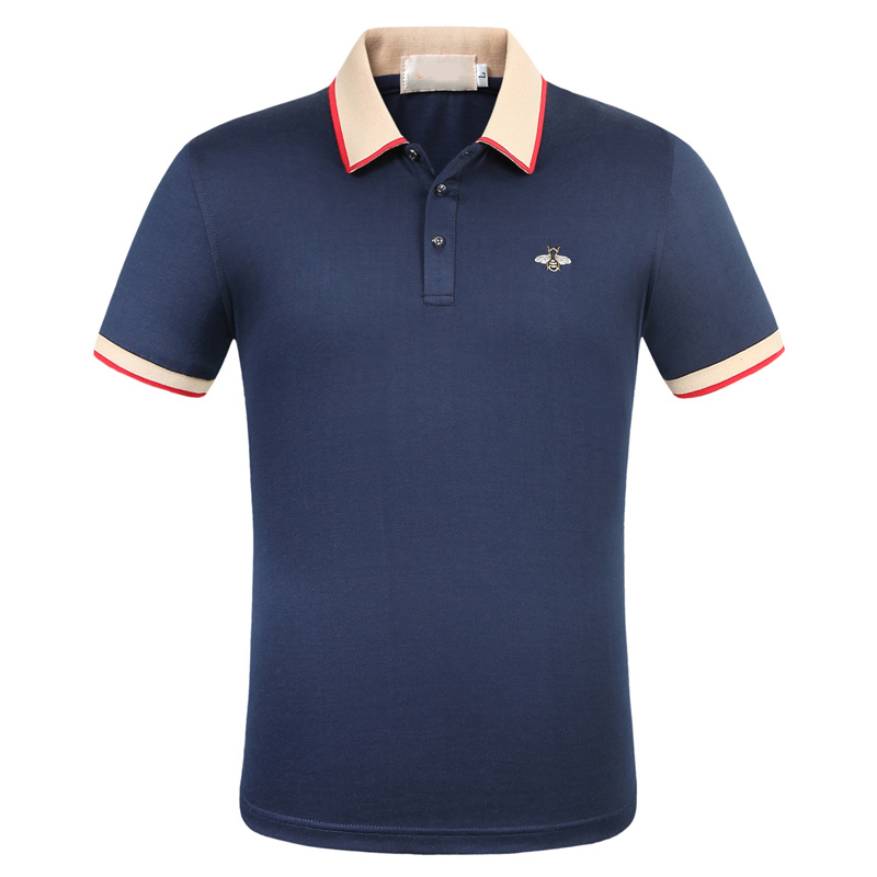 

2020 Summer Slim Cotton Polo Shirt Fashion Tees shirt Fashion Men Casual polos With Snake Tiger Embroidery Color, White;black