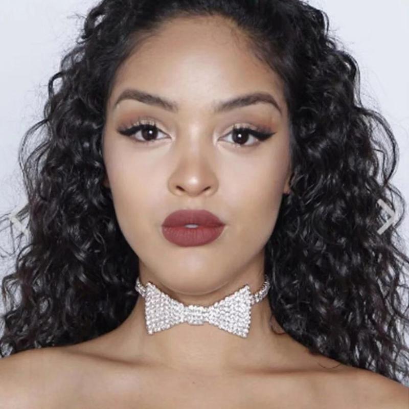 

Luxury shiny Large Crystal Rhinestone bow tie Necklace lady fashion charm bride wedding clavicle chain Valentine's Day gift
