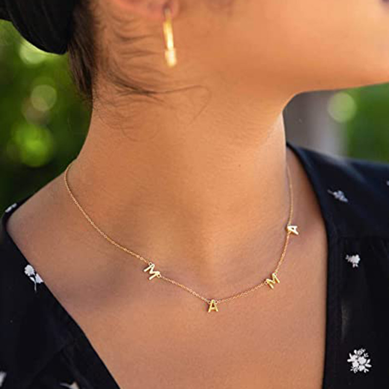 

Mama Letter Pendant Necklace Gold Silver Copper Letter Necklace Mother's Day Fashion Jewelry Gift for Mom Birthday Gift