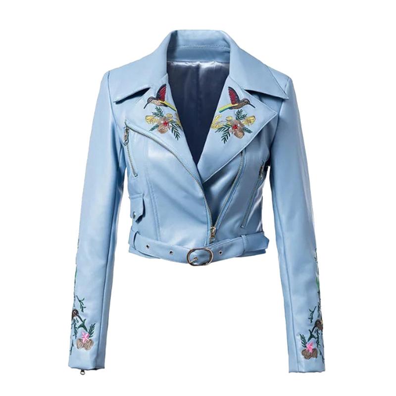 

New Autumn Winter Jacket Women Nice Casual Crop Jackets Belt Packet Slim Female Coats Lapel Leather Jacket Abrigo Mujer, Black