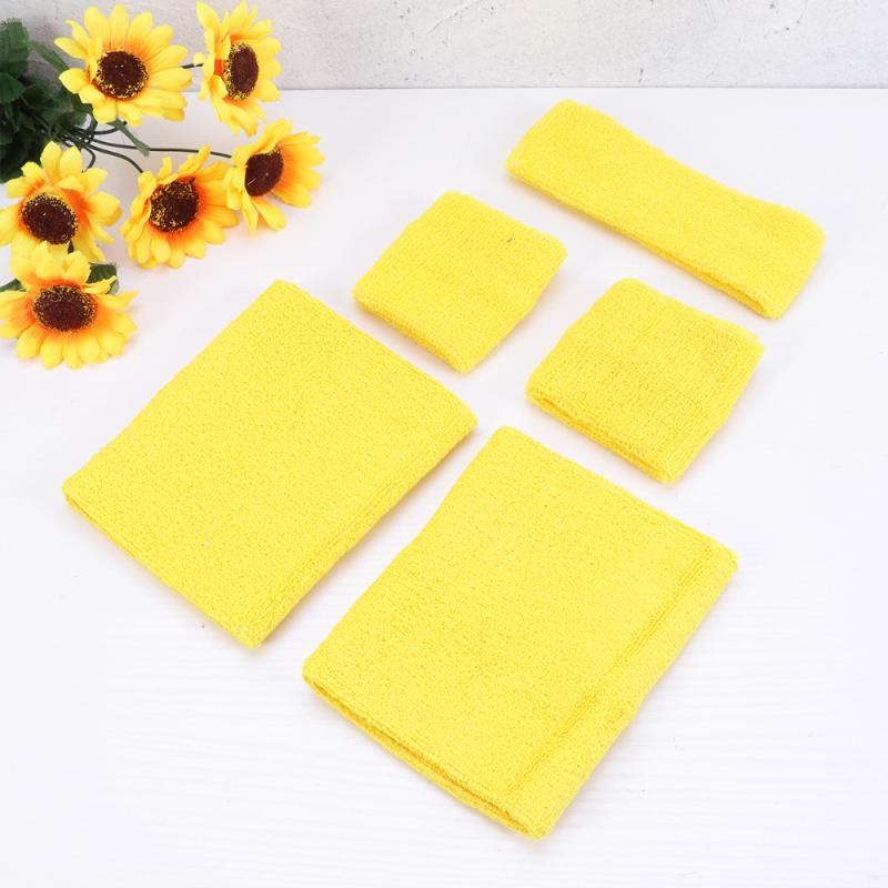 

5PCS Sweatbands Set Stretchy Sports Headband Wristbands Elbow Pad for Men and Women Yellow, Green