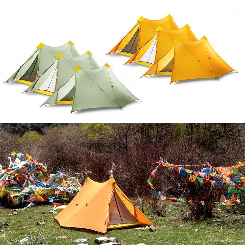

1.32kg Ultralight 2 Person 3 Seasons Camping Tent Nylon Silicon Coated Rodless 2-tower Large Tent 570g Flysheet &750g Inner1