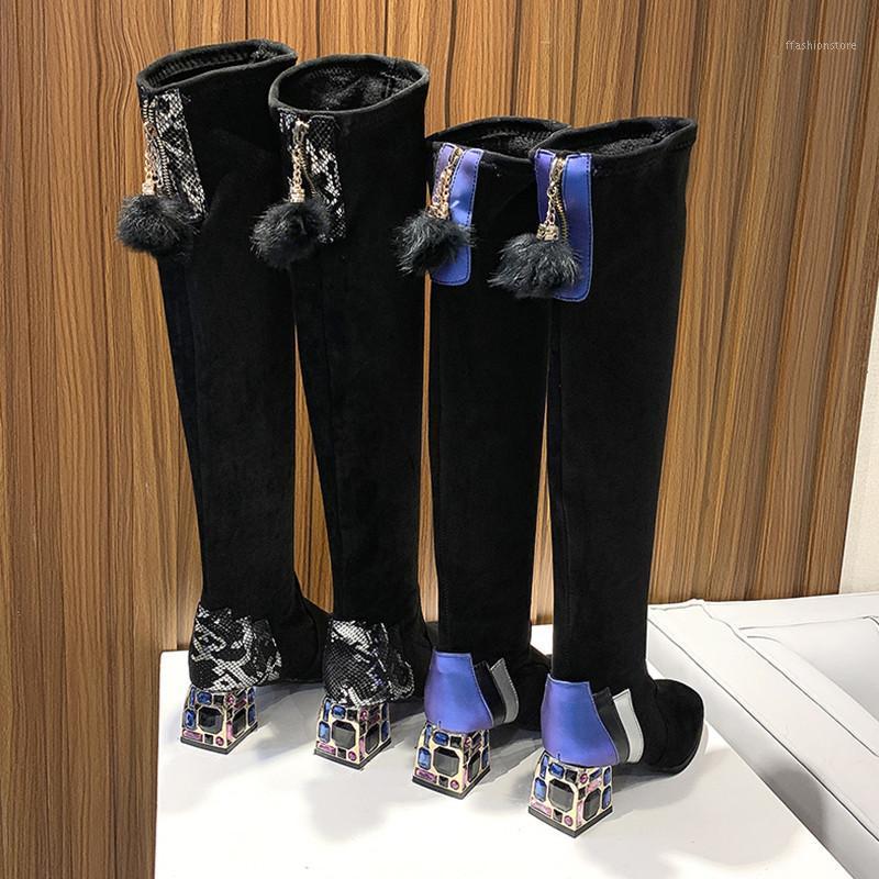 

Women Boots High Heels Women's Rubber Shoes Rain Winter Footwear Booties Ladies Round Toe Boots-women Stiletto Mid Calf1