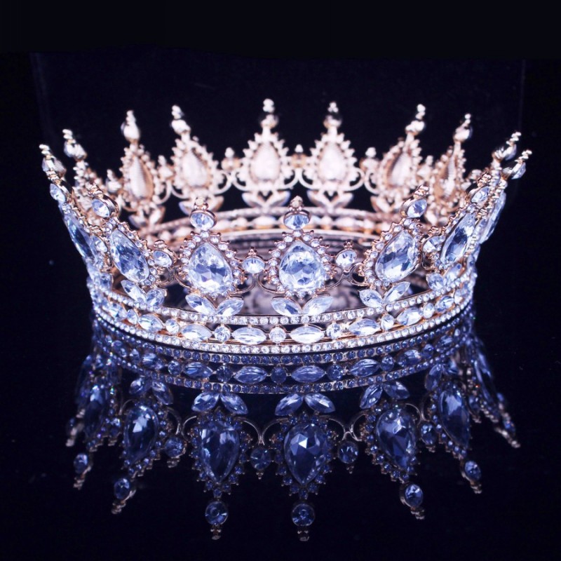 

Vintage Baroque Queen King Bride Tiara Crown For Women Headdress Prom Bridal Wedding Tiaras and Crowns Bride Hair Jewelry Accessories AL7677