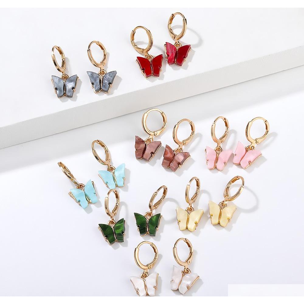 

2020 New Colorful Acrylic Butterfly Dangle Earrings For Women Acetic Acid Plated Statement Hoop Ear Clip Earrings F sqcFrT new_dhbest, Silver