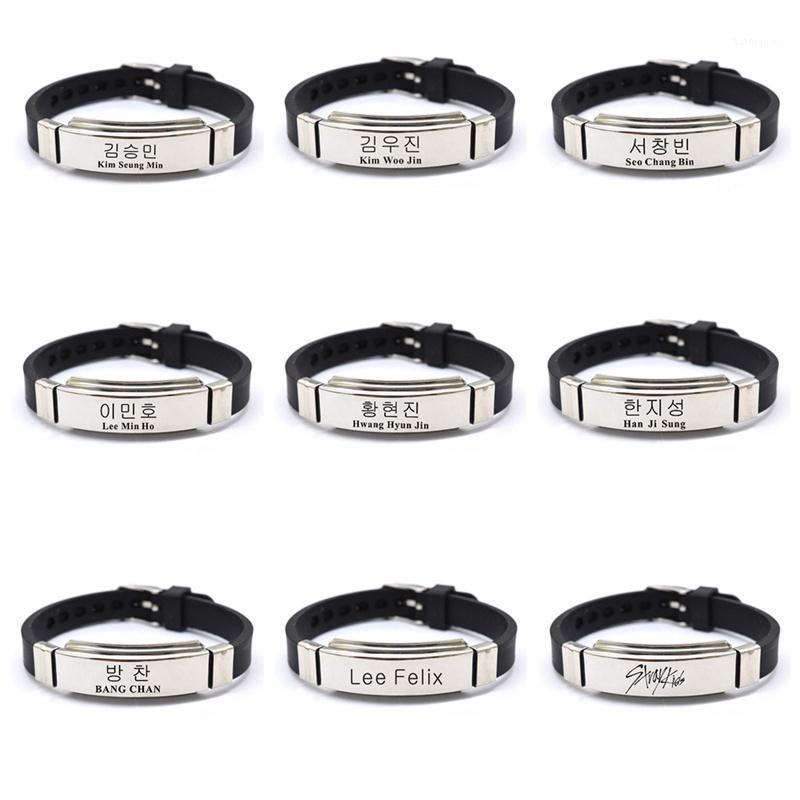 

KPOP Stray Kids I Am WHO Member Signature Silicone Stainless Steel Bangles Bracelet Women Men Jewelry Pulseras1