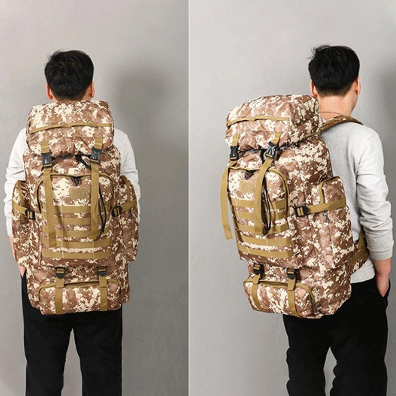 

80L Hunting Camping Rucksack Mountaineering Unisex Travel Outdoor Sport Bags mochila camping Backpacks Outdoor Backpack, Beige