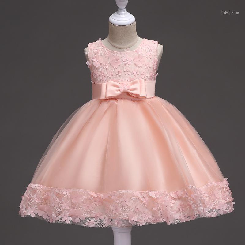 

Summer Baby Girls Flower Kids Bow Dress Newborn Lace Princess Dresses For Birthday Halloween Costume Infant Party Event Prom1, Pink
