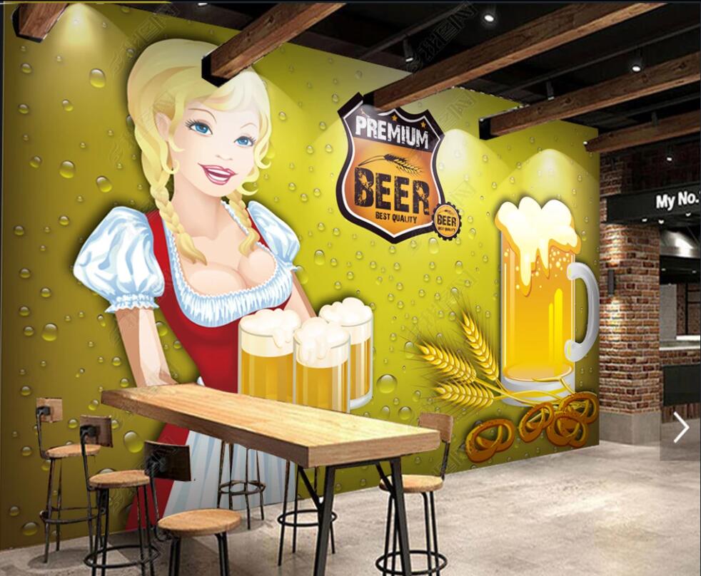 

3d wall paper custom photo mural on the wall Hand-painted HD Beer Beauty Hotel home decor 3d wall murals wallpaper in the living room, Non-woven wallpaper