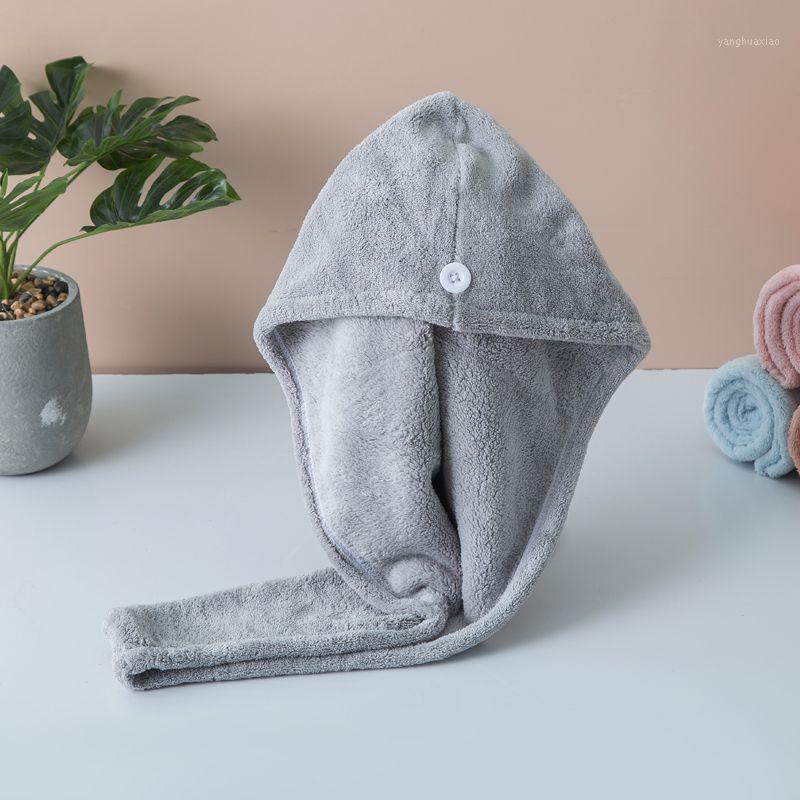 

High-quality Microfiber Hair Quick Drying Cap Absorb Moisture Dryer Towel Bath Shower Wrap Hat Cap Coral Fleece Dry Hair1, Dark grey