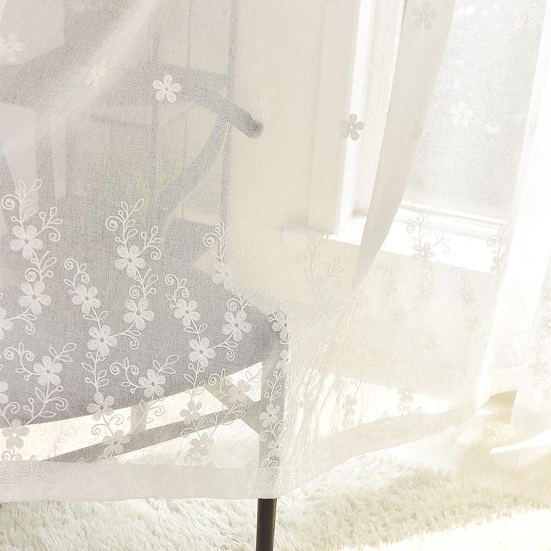 

Korean Beautiful Embroidered Gauze Living Room Windows and Screens Bedroom Balcony Curtains, Tulle