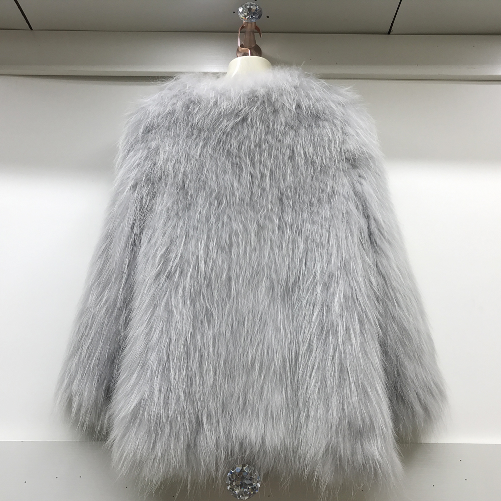 

Royal fur coat girls'royal mesh from leather jacket of the natural raccoon, Light grey