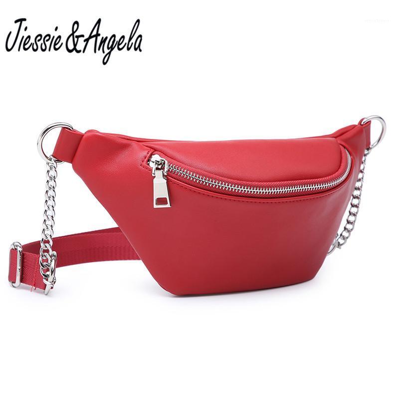 

Jiessie & Angela New Simple Casual Belt Bags Vintage Punk Waist Pack Pu Leather Chain Shoulder Bags Travel Chest Bag Fanny1, Black