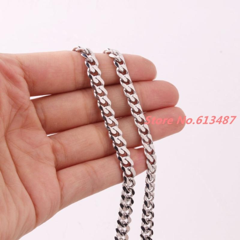 

Whoelsale New 5mm Mens Womens Stainless Steel Silver Color Curb Cuban Link Chain Necklace or Bracelet Bangles 7-40
