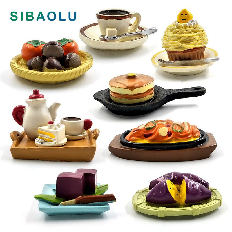 

1pc Simulation Coffee Cake Mini figurine Decor Fairy Garden cartoon character statue Model Resin craft toys ornaments