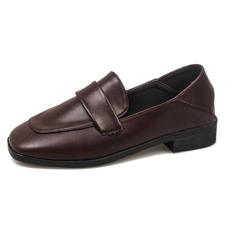 

2020 Spring Fashion College Student Casual Shoes British Solid Leather Shoes Female Slip on Low Heel Oxford Women Woman, Bright