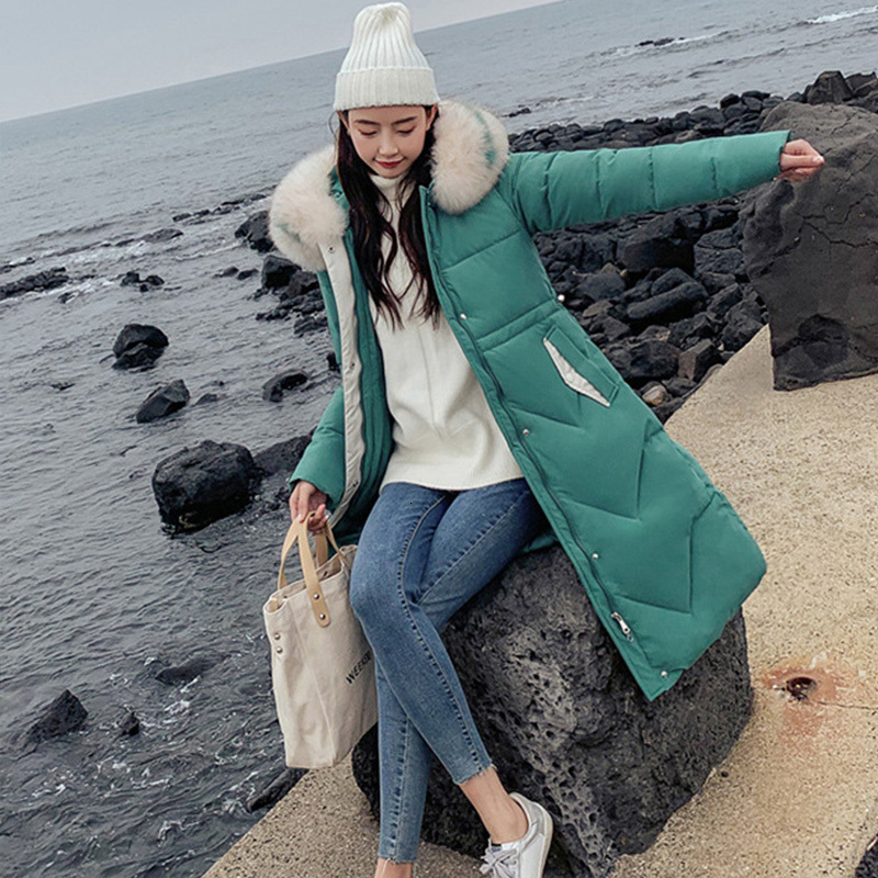 

Women's Winter Jacket Fur Collar Snow Outward Cotton Coat Fashion 2021 New Lady Parka W0tj, Blue