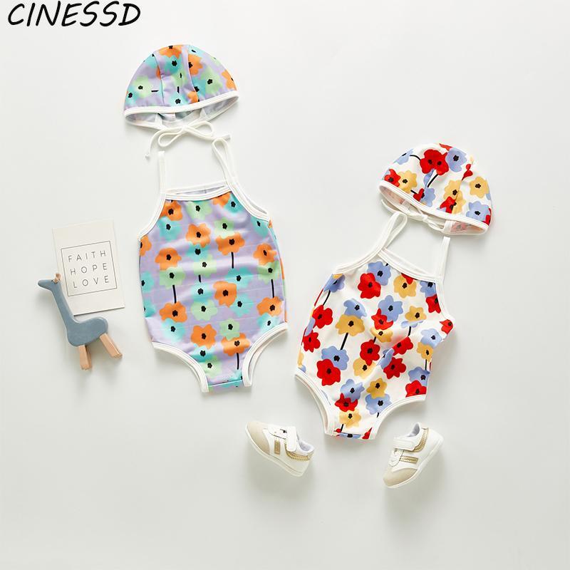 

Summer Baby Girl Swimwear Cute Flower Swimsuit with Hat Girls Swimwear for Kids Summer Beachwear Bthing Suit Bikinis 0-3Years1, Blue