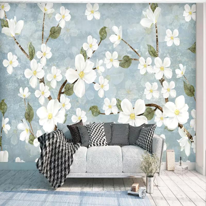 

Custom Wall Cloth Nordic Modern Minimalist Flower Photo Mural Wallpaper Living Room Bedroom Background Decoration Wall Painting, As pic