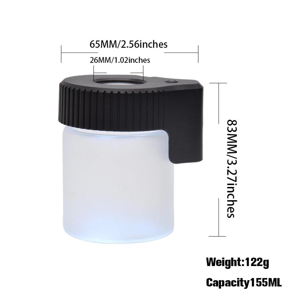 

high quality Flowers Glass Jar Cookies runtz LED Light 155ml Glass Container Rechargeable Food Storage Magnifying Stash Bottle pacakging