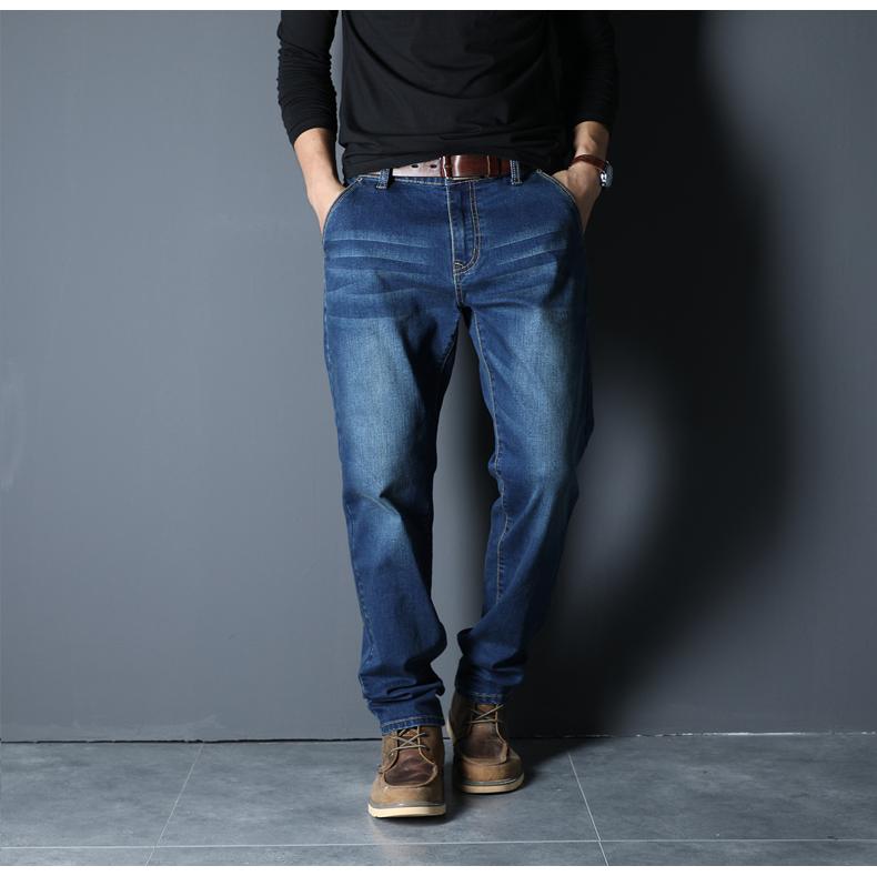 

New men's high quality large size jeans fashion loose-fitting straight cylinder elastic anti-theft zipper jeans man, Black