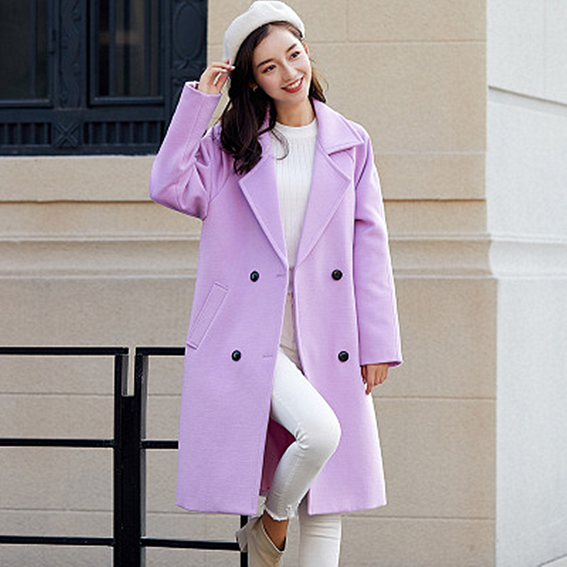 

Bachelor New Long-sleeved Korean Autumn Temperament Terno Trespassado Wool Coat Goal of Women Yct7, Violet