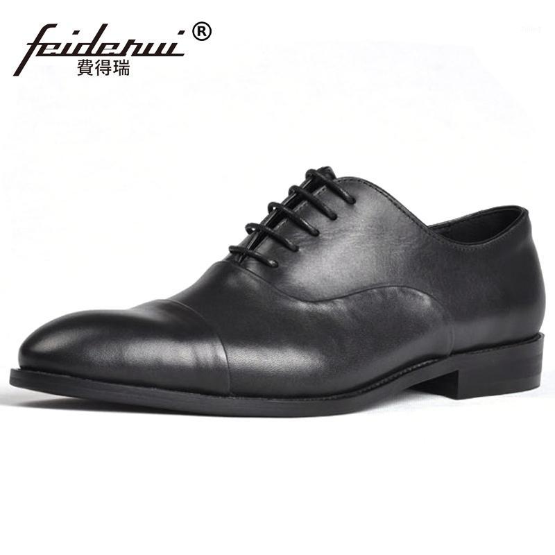 

Italian Man Handmade Formal Party Wedding Shoes Genuine Leather Men's Pointed Toe Laces Cap Toe Banquet Footwear GS1811, Brown