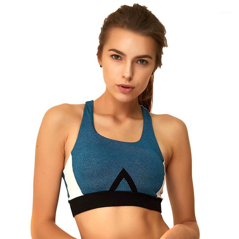 

Female Push Up Bras Women Sport Bra Grey Padded Yoga Brassiere Fitness Sports Tank Top1, Blue