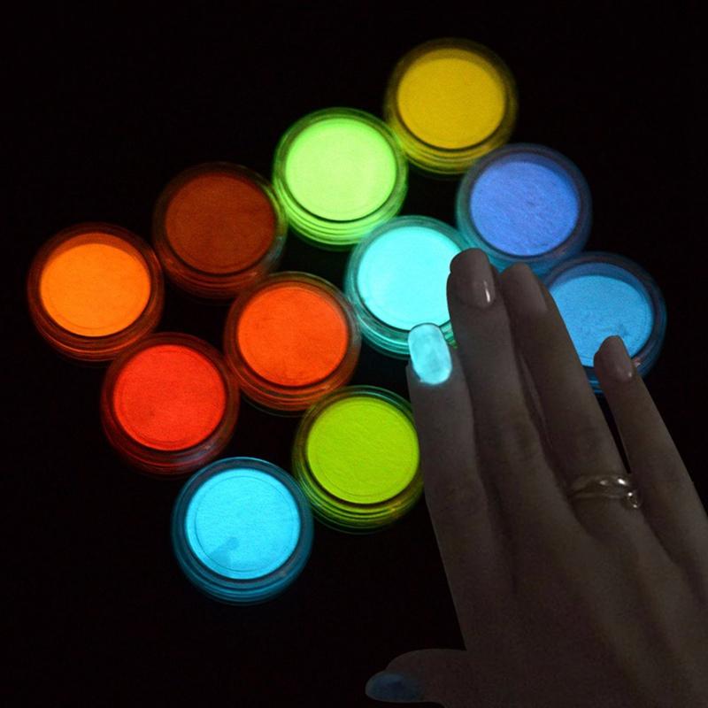 

2020 NEW 1 Bottle Fluorescence Effect Nail Glitter Colorful Ultrafine Glow Luminous Decoration DIY Nail Powder Tool