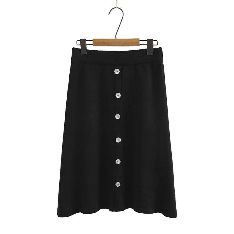 

Stretchable Fall Salts Feminine Big Casual Size Thin Midi Skirts Lztm, Black
