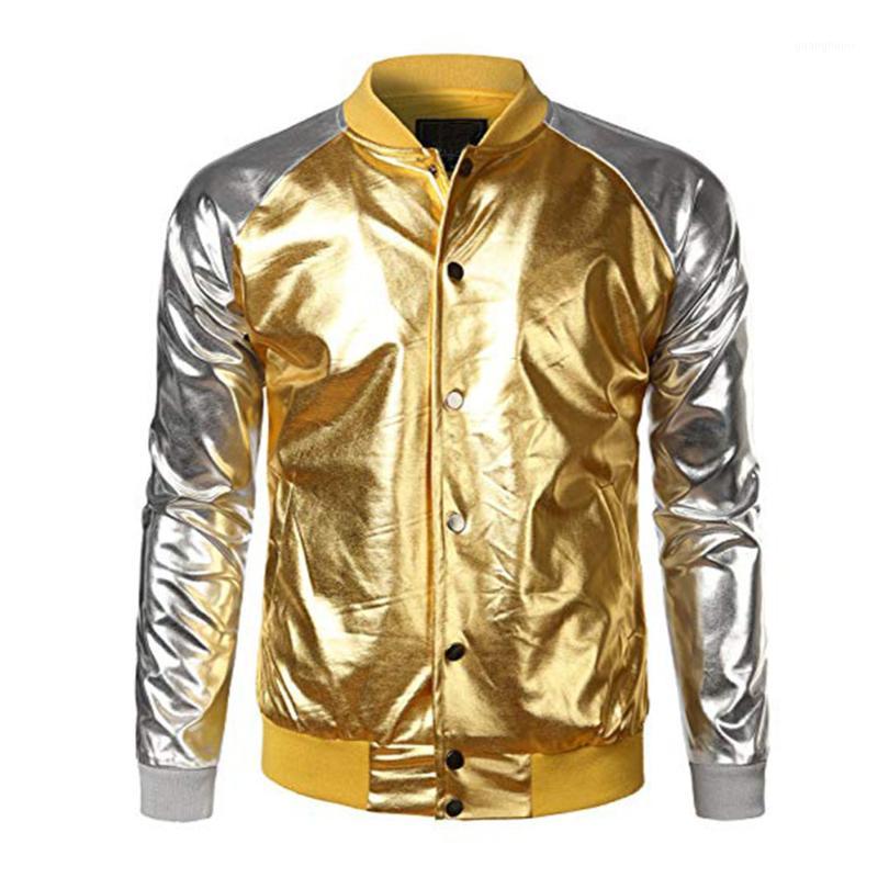 

Fashion Men Metallic Nightclub Styles ZipUp Varsity Baseball Coat Male Sport Running Bomber Jackets For 20191, Blue